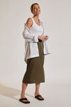 Satin Slip Skirt With Recycled Fibres, SOFT OLIVE - alternate image 1
