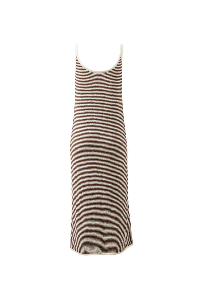 Fia Stripe Knit Midi Dress, CHOCOLATE ECRU STRIPE