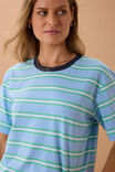 Stevie Slouchy Tee, POWDER/ZESTY GREEN STRIPE - alternate image 5