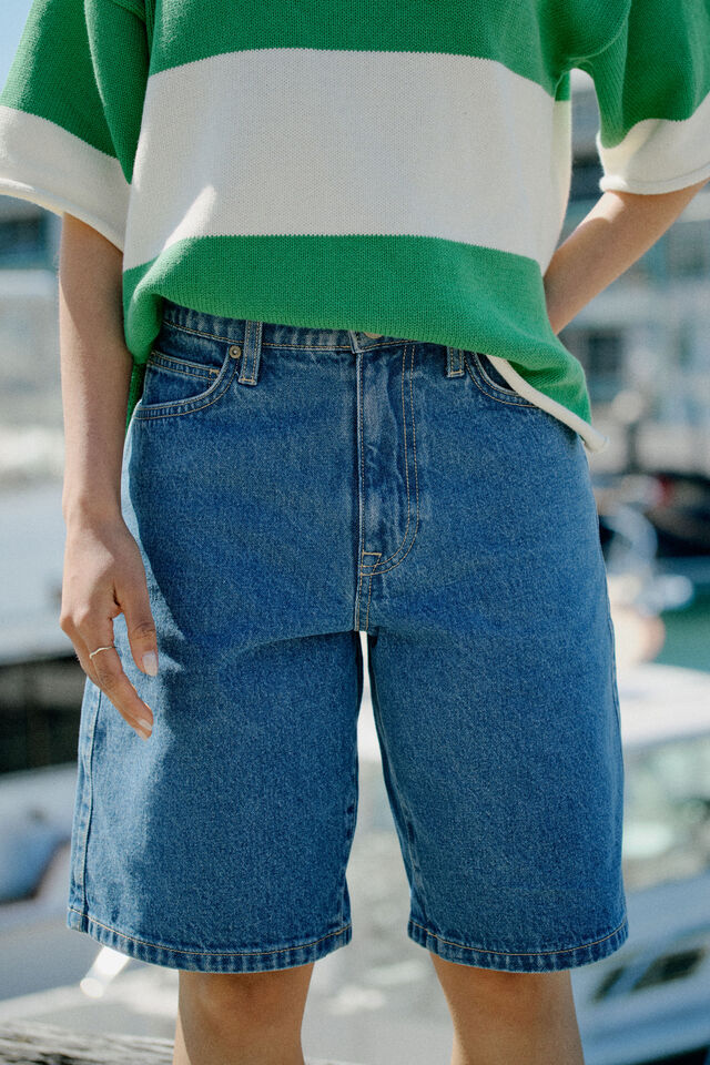 Longline Essential Denim Short, FRESH INDIGO