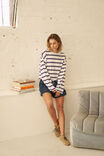 Beau Tie Slouchy Tee, WHITE/POLO CHOC STRIPE - example image 6