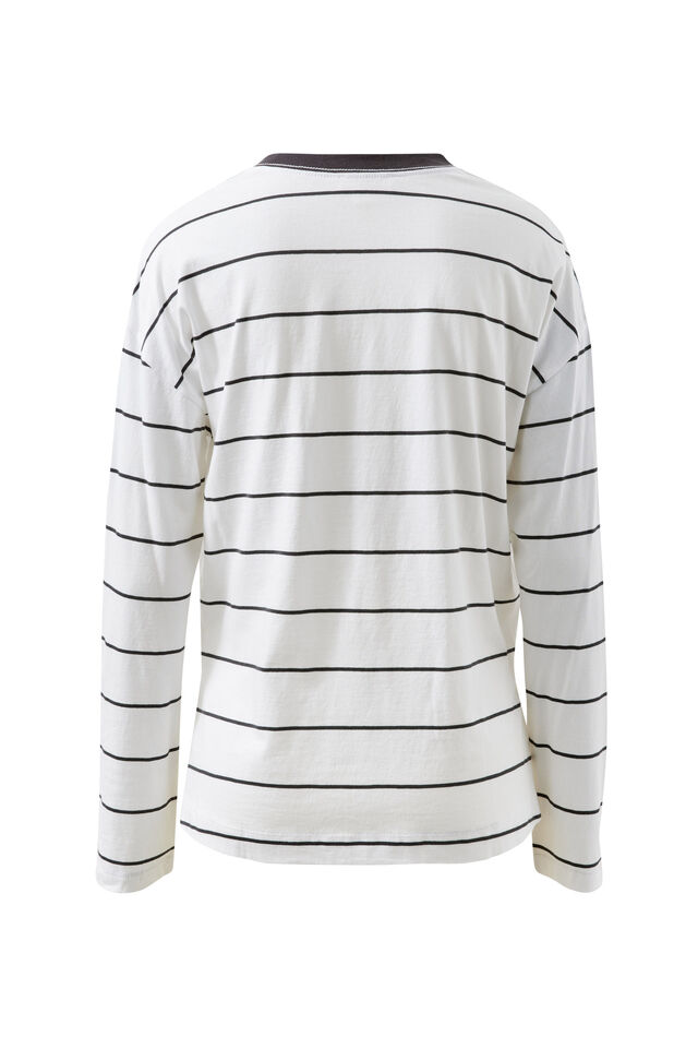 Scout Slouchy Long Sleeve  Tee, WHITE PHANTOM FINE STRIPE
