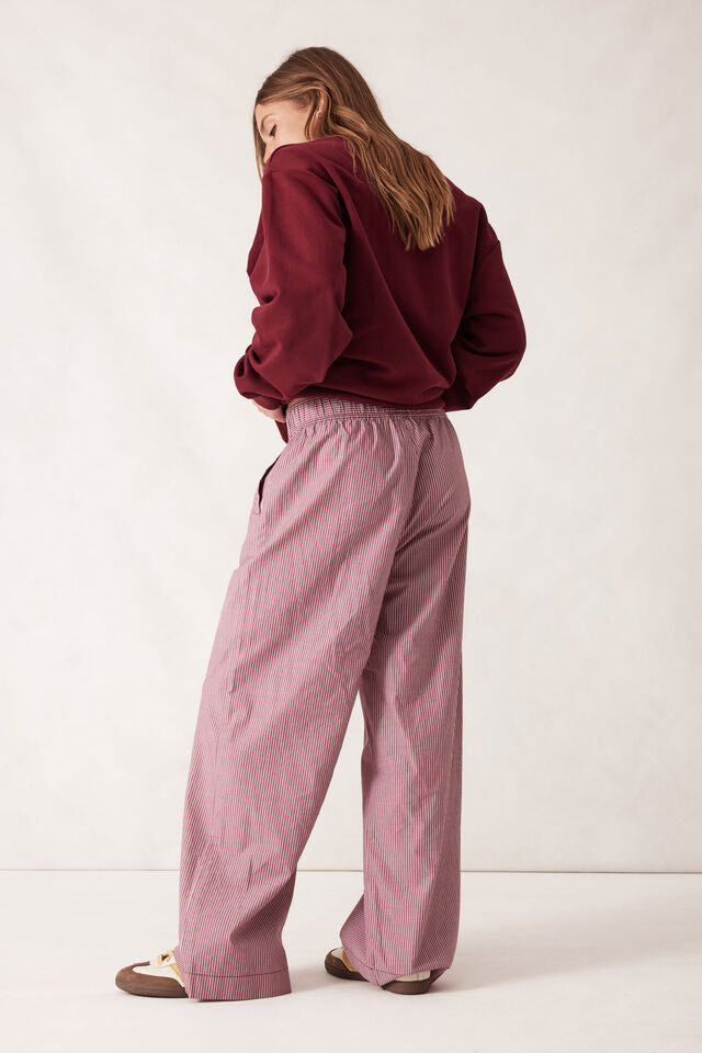 The Lounge Pant, BURGUNDY WHITE NARROW STRIPE