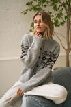 Orla Fair Isle Knit Cardi, GREY MARLE CHOC - alternate image 6