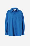 Oversized Poplin Shirt, COBALT ORGANIC COTTON - alternate image 2