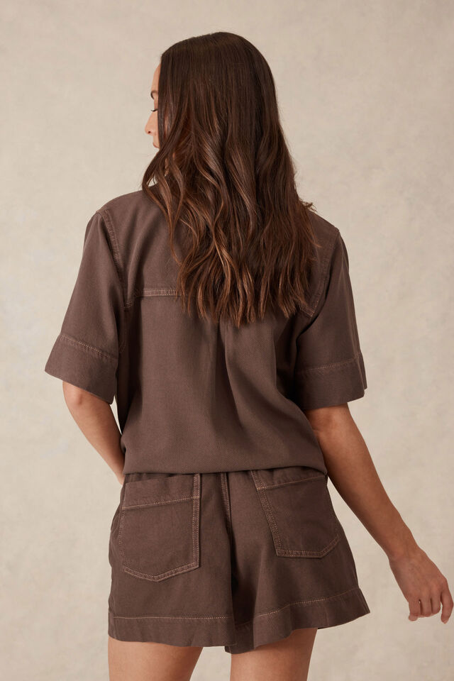 Relaxed Everyday Short, MOCHA TWILL