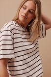Stevie Slouchy Tee, VANILLA/CHOC FINE STRIPE - alternate image 5