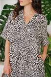 Boxy Shirt Dress, LEOPARD LINEN BLEND - alternate image 3