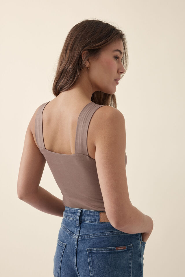 Double Layer Tank Top, TAUPE