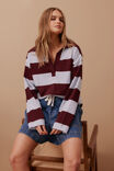 Shelby Slouchy Rugby Top, CHALK BLUE RAISIN STRIPE - alternate image 4