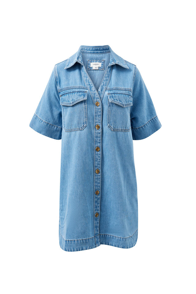 Bonnie Relaxed Shirt Dress, VINTAGE BLUE
