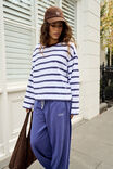 Beau Long Sleeve Slouchy Tee, WHITE/POLO CHOC STRIPE - example image 5