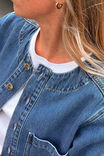 Collarless Denim Jacket, FRESH INDIGO - alternate image 4