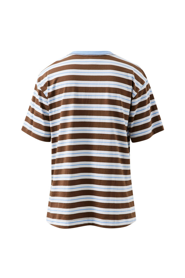 Stevie Slouchy Tee, COCOA SKY BLUE STRIPE