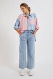 Colour Block Poplin Stripe Shirt In Organic Cotton, CLOUD AND SUMMER PINK STRIPE - alternate image 4