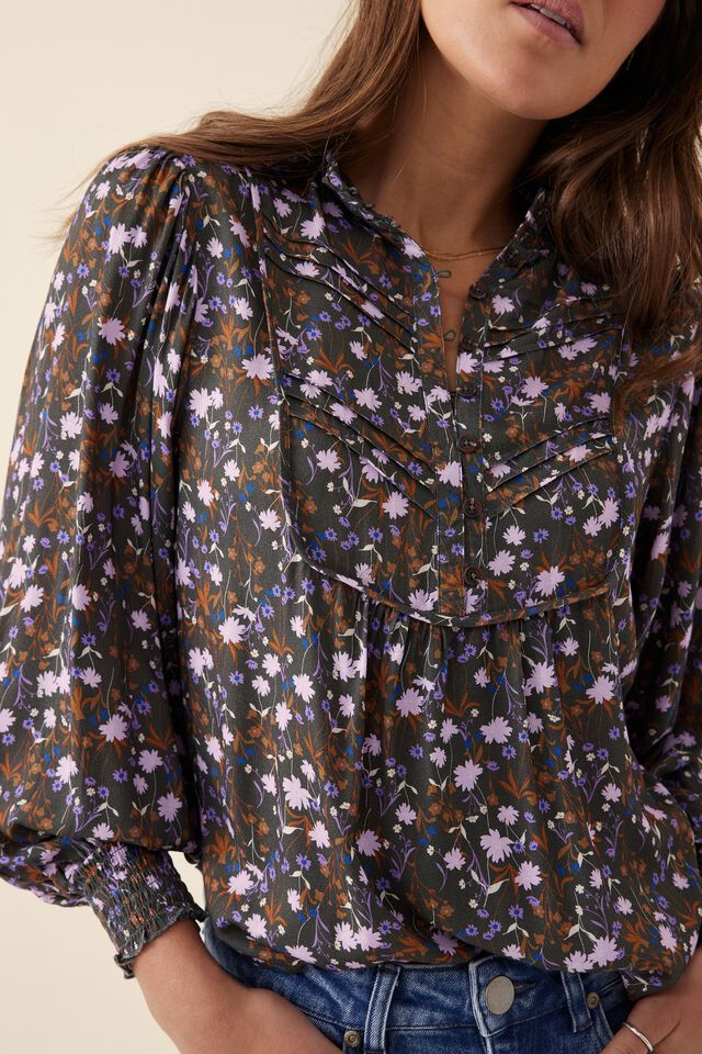 Pintuck Tunic In Lenzing™ Viscose, ORCHID FLORAL
