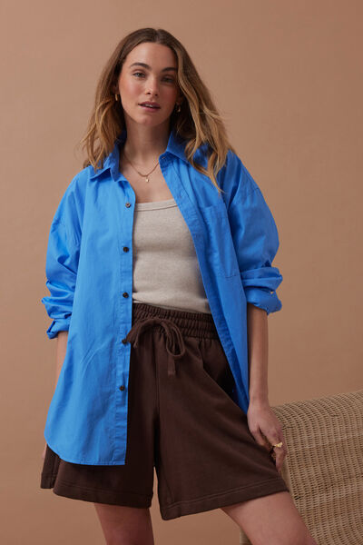 Lulu Reverse Panel Short, CHOCOLATE