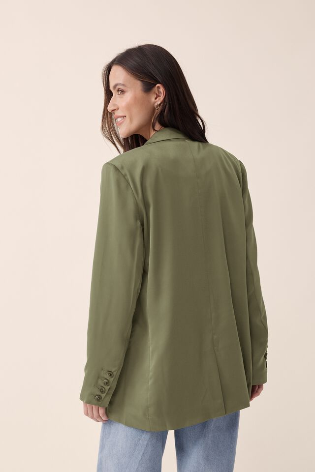 Satin Heritage Blazer, SOFT OLIVE