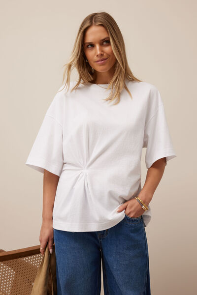 Kaia Twist Tee, WHITE