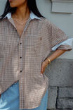 Peta Oversized Shirt, TOFFEE CHECK - example image 1