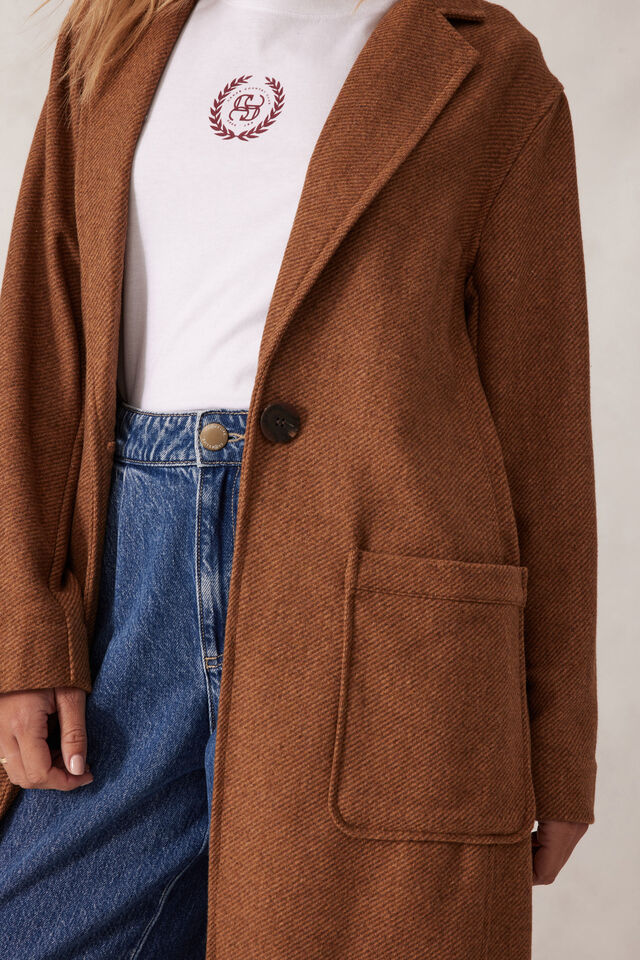 Classic Longline Coat, CHESTNUT