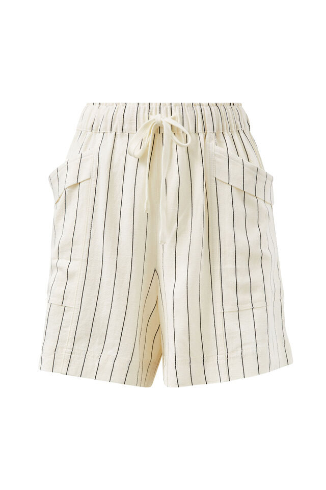 Panelled Pull On Short, PINSTRIPE