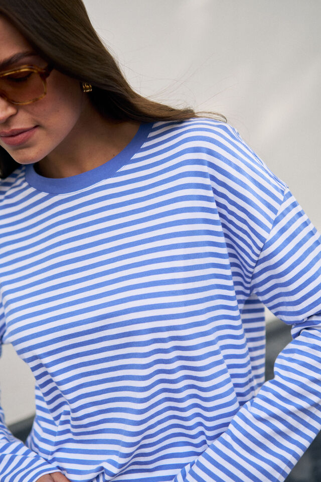 Scout Slouchy Long Sleeve  Tee, VINTAGE BLUE/WHITE STRIPE