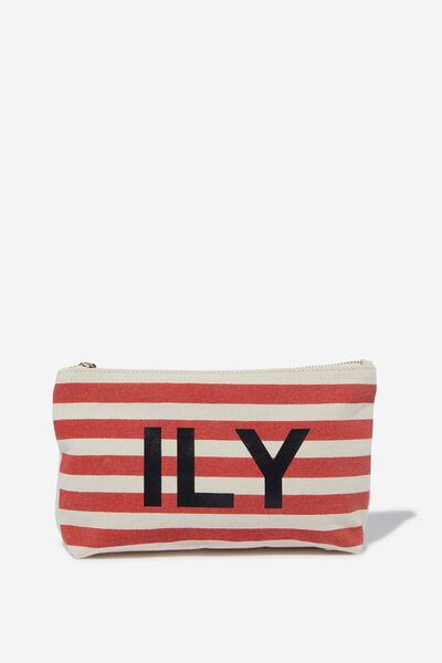 Monogram Pouch In Organic Cotton, RED/UPPERCASE 3