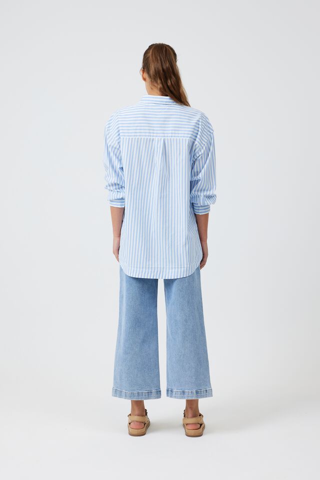 Poplin Stripe Shirt In Organic Cotton, BLUE SHADOW WHITE SMALL STRIPE