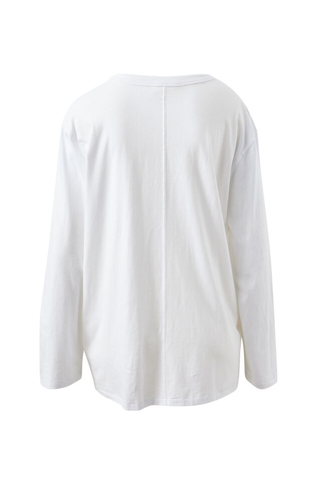 Finn Oversized Long Sleeve Tee, WHITE