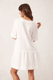 Short Sleeve Tunic Mini Dress, WHITE - alternate image 3