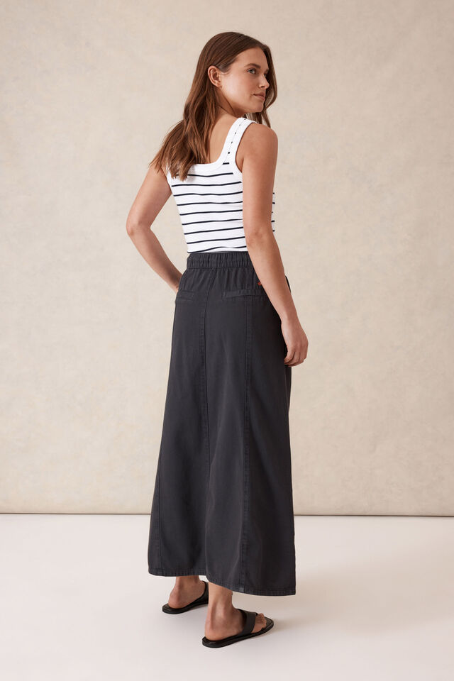 Panelled Maxi Skirt, WASHED BLACK