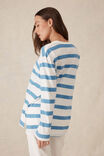 Longline Step Hem L/S Tee, VANILLA/POOL BLUE BOLD STRIPE - alternate image 3