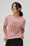 Organic Daily Print Tee, WASHED PINK/RUST CERES