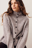 Riley Funnel Neck Tab Cardi, TAUPE MARLE - example image 1
