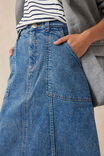 Flared Denim Midi Skirt, FRESH INDIGO RESCUED DENIM - alternate image 5