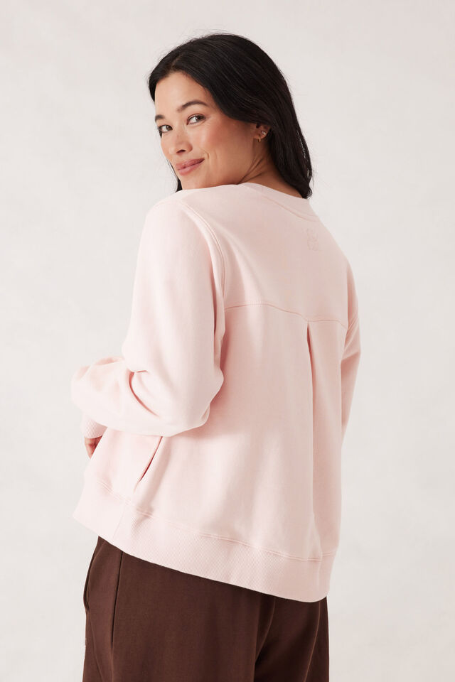 Seamed Fleece Top, SHELL PINK