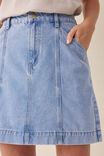 A-Line Skirt With Seam In Cotton Lyocell Blend, VINTAGE BLUE - alternate image 5