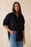 Oversized Poplin Shirt, BLACK ORGANIC COTTON - alternate image 5