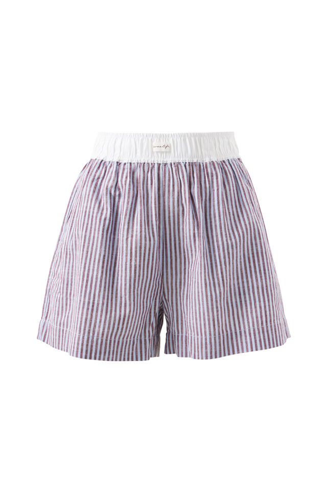 Mila Short, WINE BLUE SMALL STRIPE