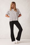 Stevie Slouchy Split Hem Tee, VANILLA/WINE RETRO STRIPE - alternate image 5