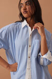 Peta Oversized Shirt, POWDER BLUE TRIPLE STRIPE - alternate image 5