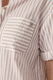 Rolled Cuff Short Sleeve Shirt, STRING WHITE STRIPE - alternate image 6