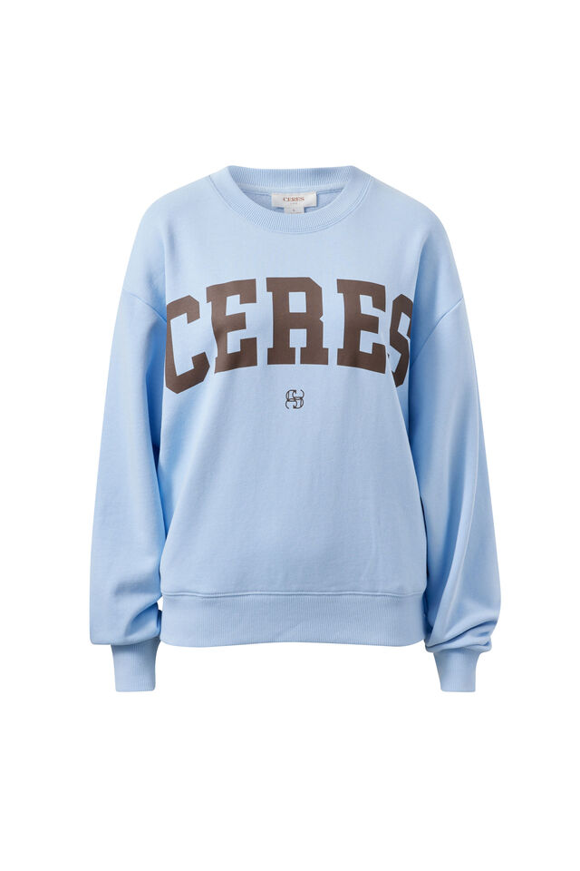 Mena Sporty Crew, CHINA BLUE/BRUNETTE VARSITY