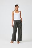 Wide Leg Pleat Front Pant In Cotton Linen Blend, MILITARY GREEN - alternate image 1