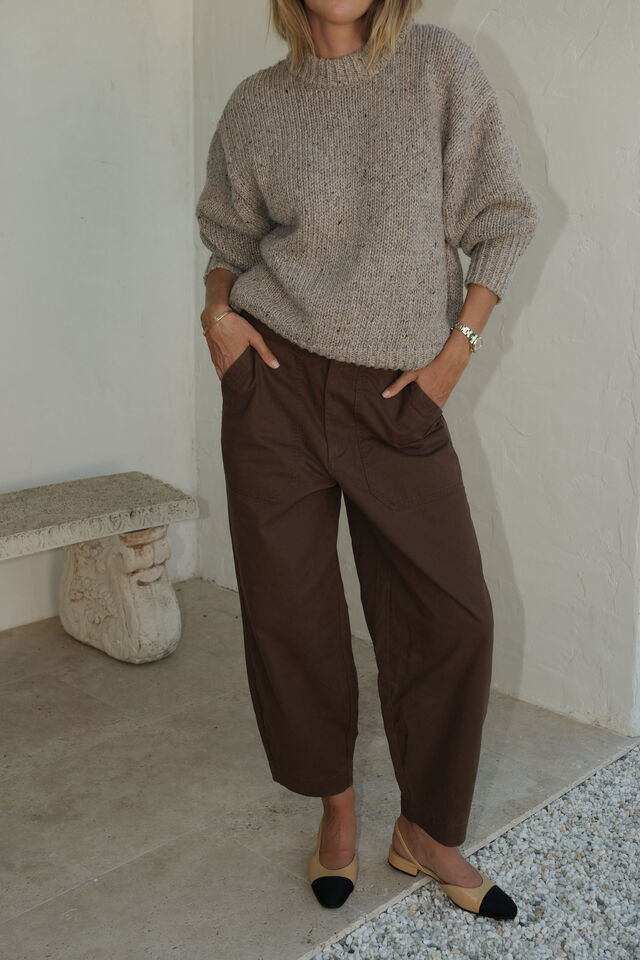 Lofty Knit Crew, TAUPE FLECK