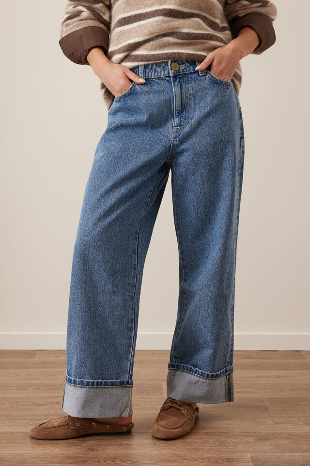 Loose Cuff Jean, WORN BLUE