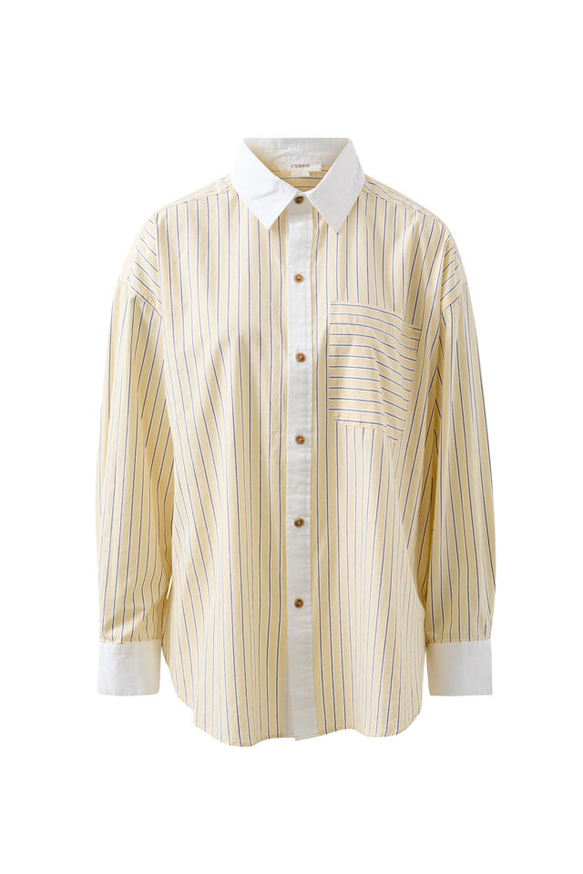 Peta Oversized Shirt, SUNNY YELLOW STRIPE WHITE COLLAR