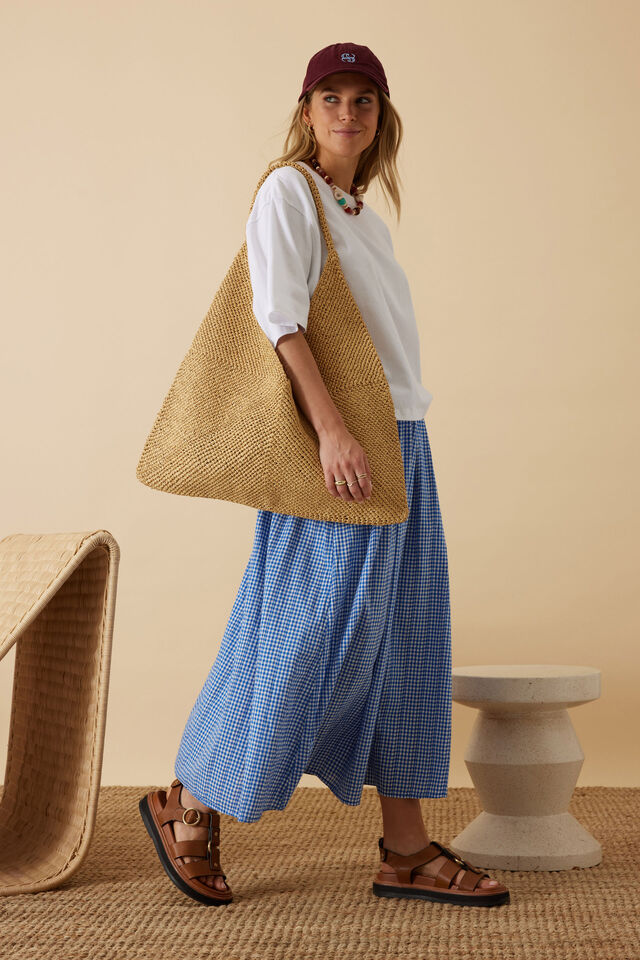 Florence Maxi Skirt, COBALT GINGHAM