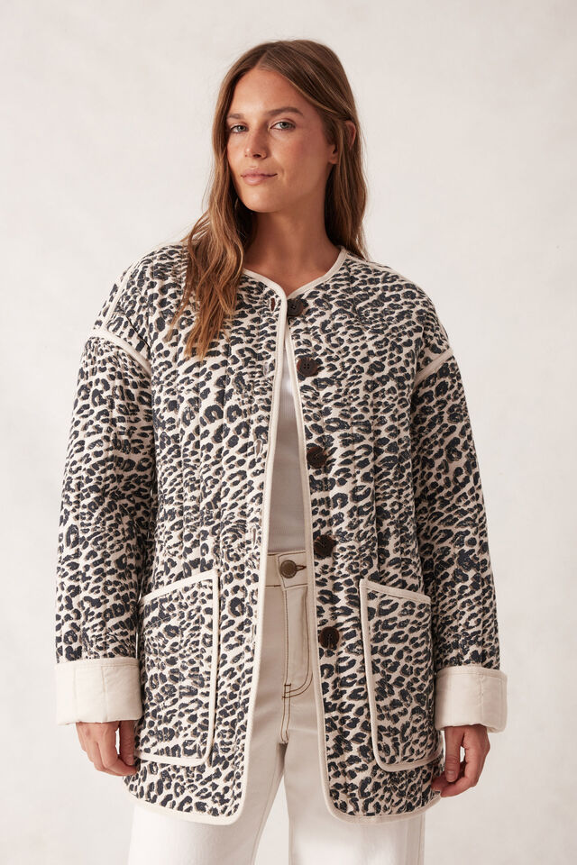 Comfy Quilted Jacket, LEOPARD